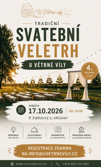 Wedding fair U Větrné víly, Saturday 17 October 2026 from 2 pm